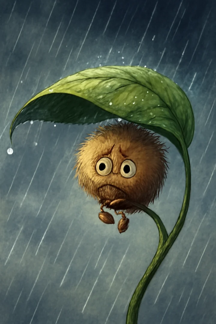 Rainy-day woodland character illustration one