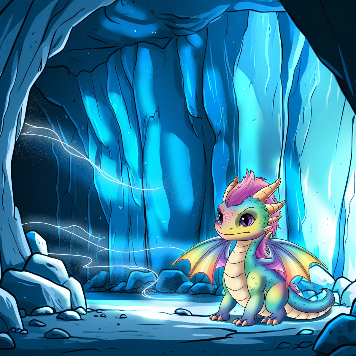 Dragon ice cave illustration
