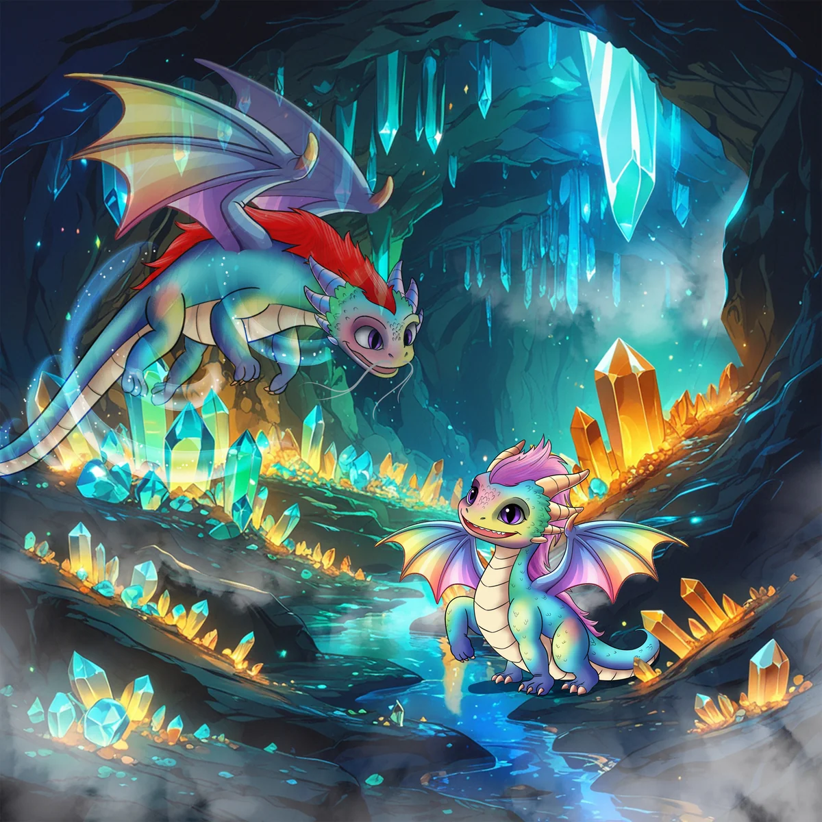 Dragon town cave illustration