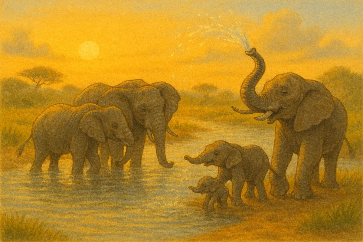 Safari elephants illustration