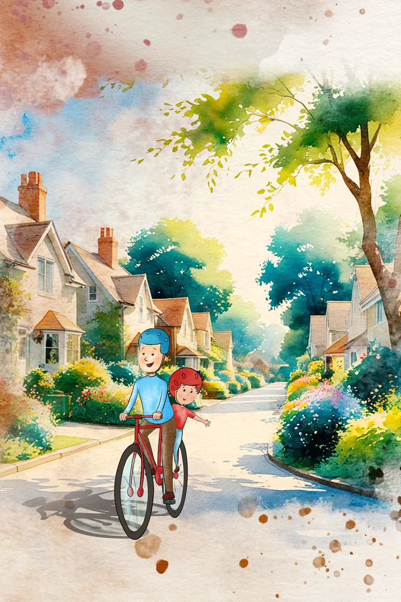 Watercolor children’s book illustration, scene 3