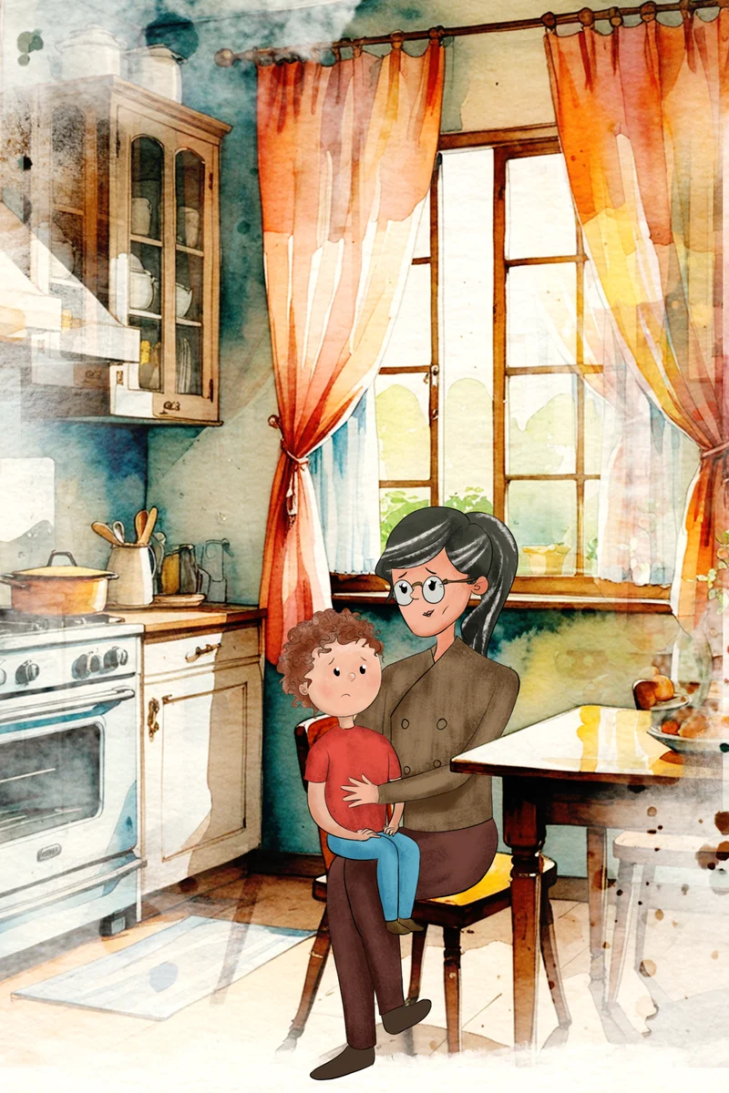 Watercolor children’s book illustration, scene 9