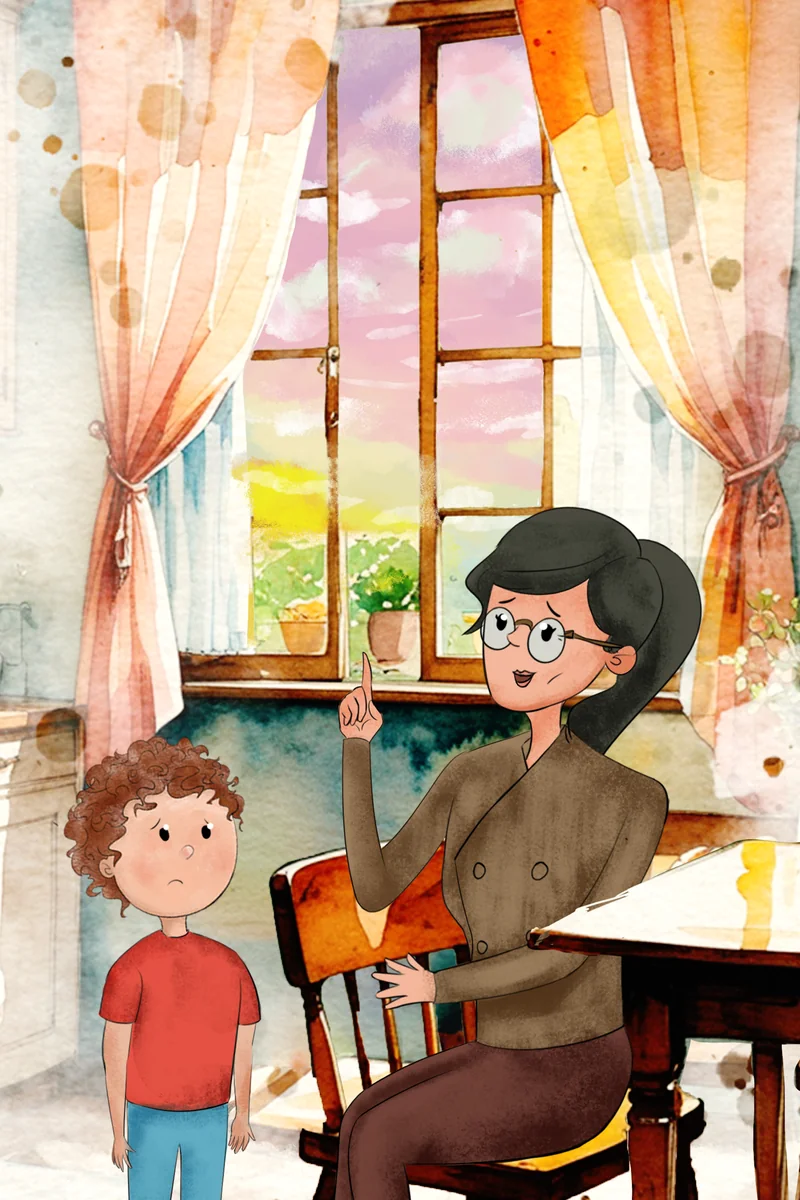 Watercolor children’s book illustration, scene 10